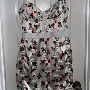 For the Love Of Lemons White Love Song Rose Mini Dress M Bodycon Slip Style Chic